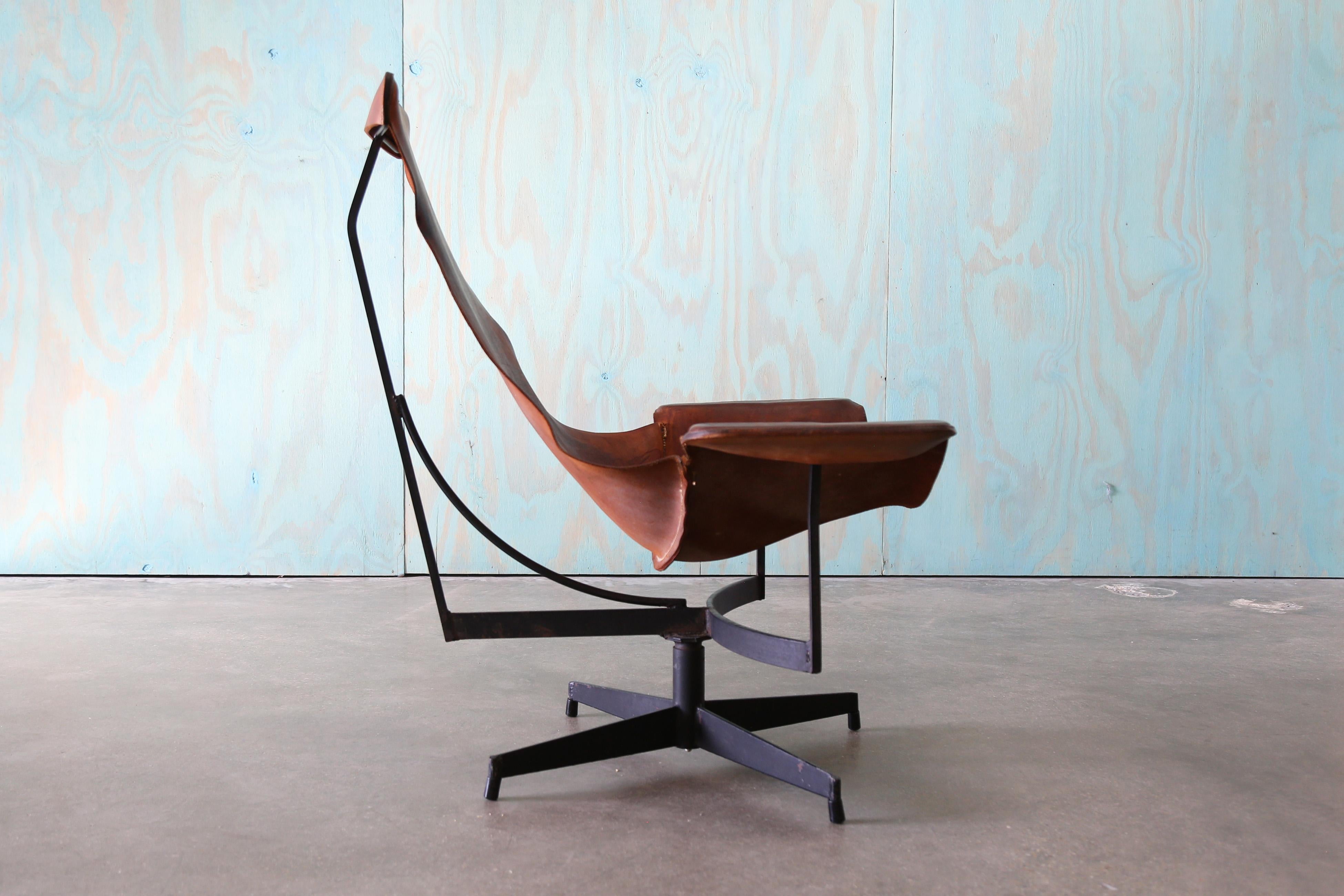 Mid-Century moderno William Katavolos per Leathercrafters, sedia da salotto in pelle K.K. del 1950 in vendita