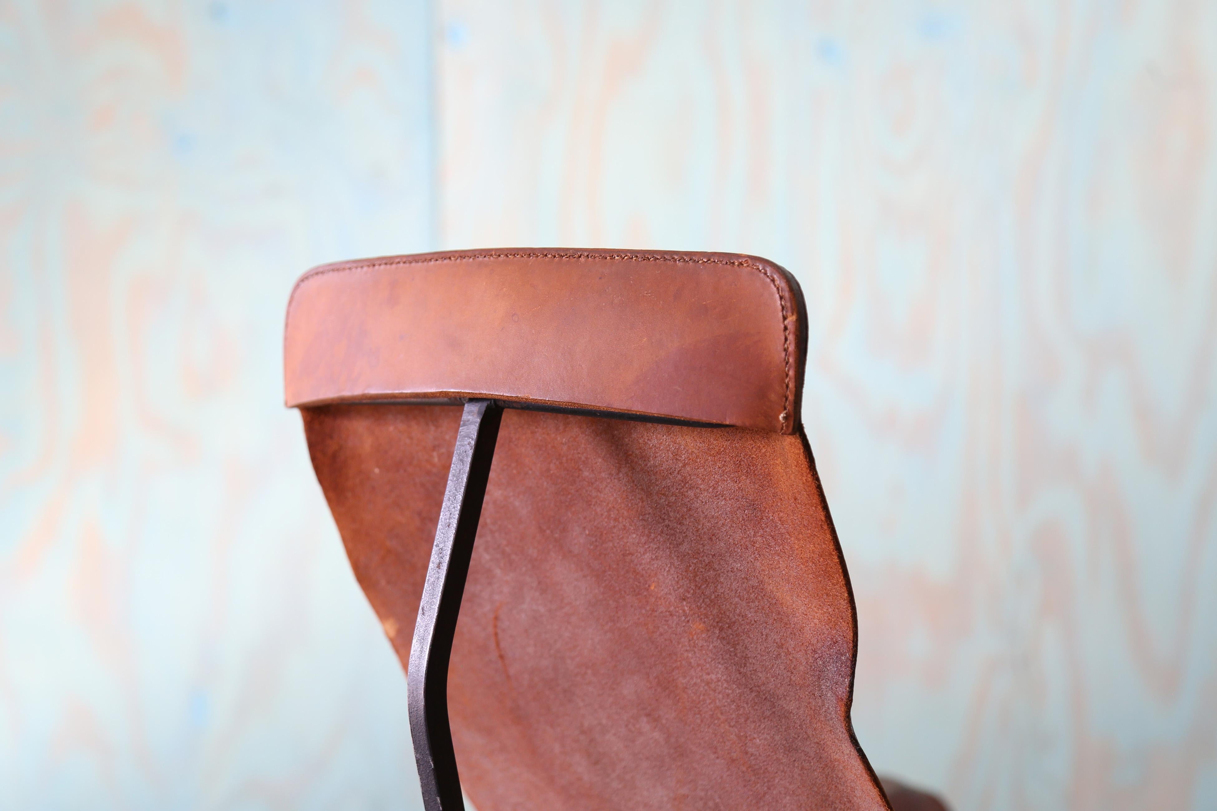 Metà XX secolo William Katavolos per Leathercrafters, sedia da salotto in pelle K.K. del 1950 in vendita