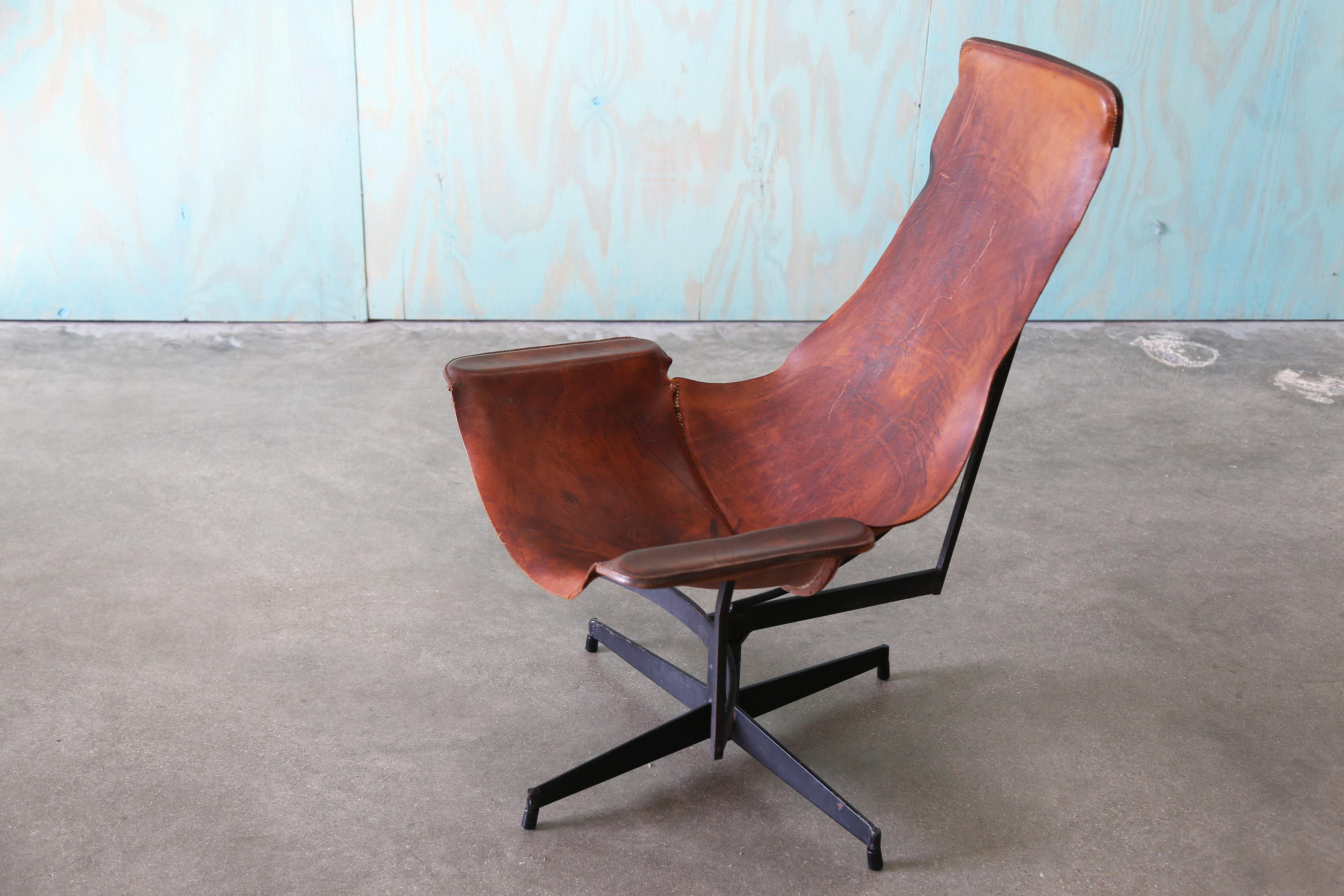 William Katavolos per Leathercrafters, sedia da salotto in pelle K.K. del 1950 in vendita 1
