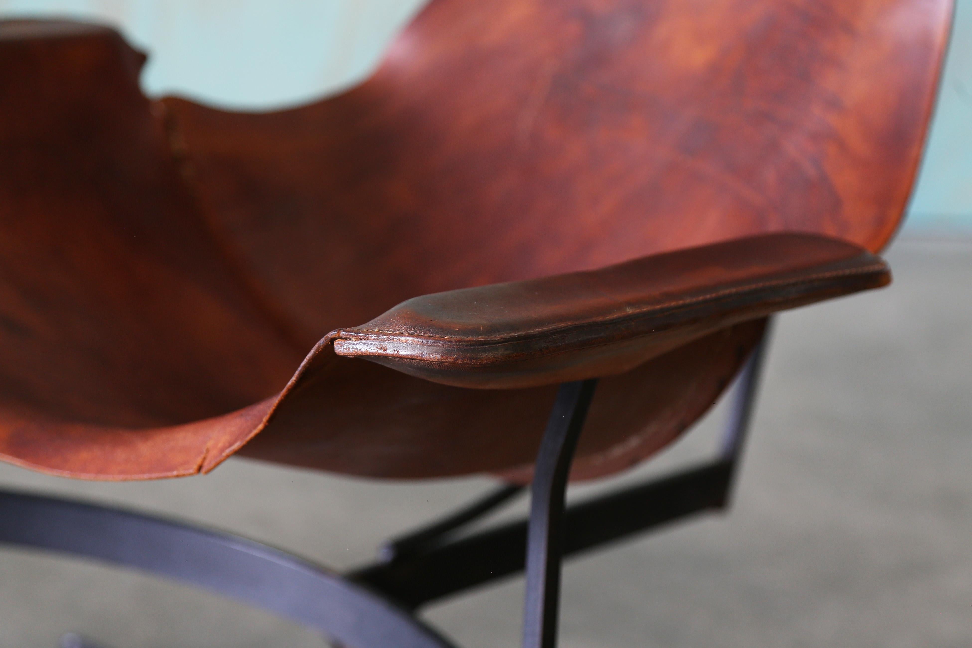 William Katavolos per Leathercrafters, sedia da salotto in pelle K.K. del 1950 in vendita 2
