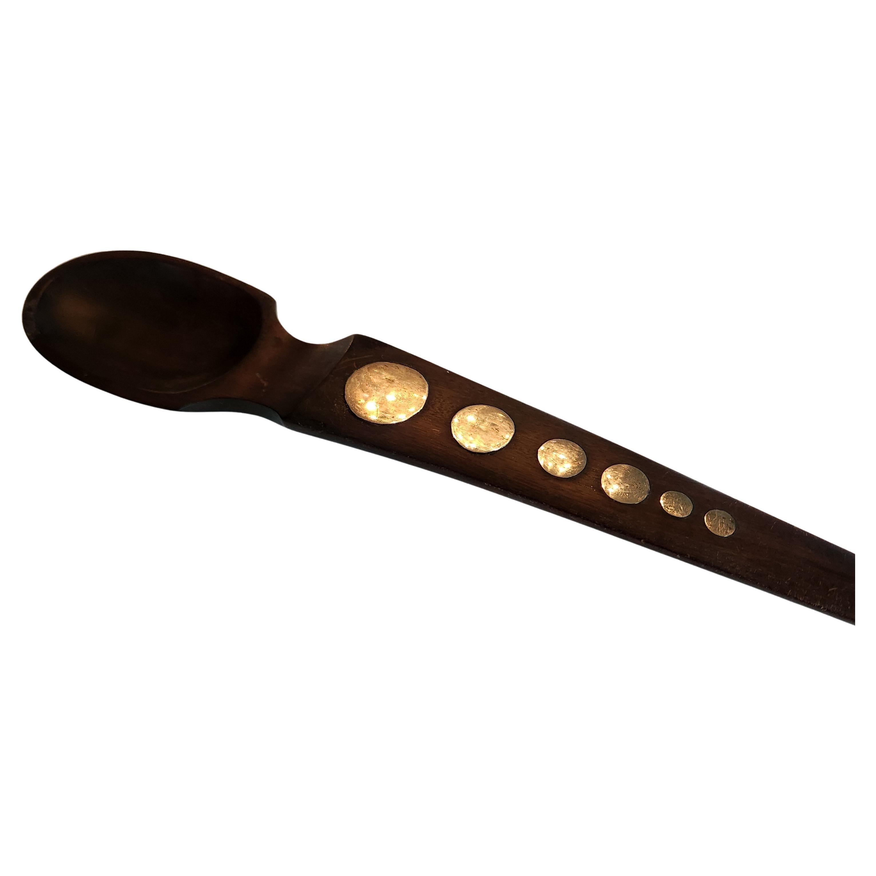 Mid-Century Modern 1950s William Spratling Rosewood Silver Serving Spoon Taxco Mexico For Sale