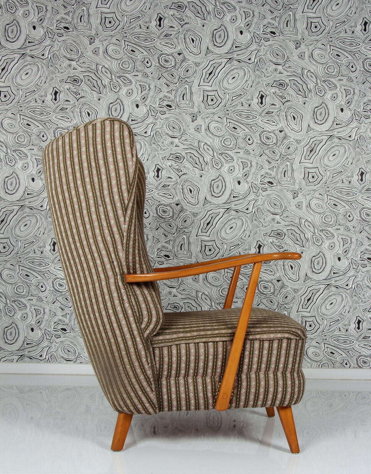 1950s wing back arm chair & ottoman extremely comfy solid make beech exc condit For Sale 9