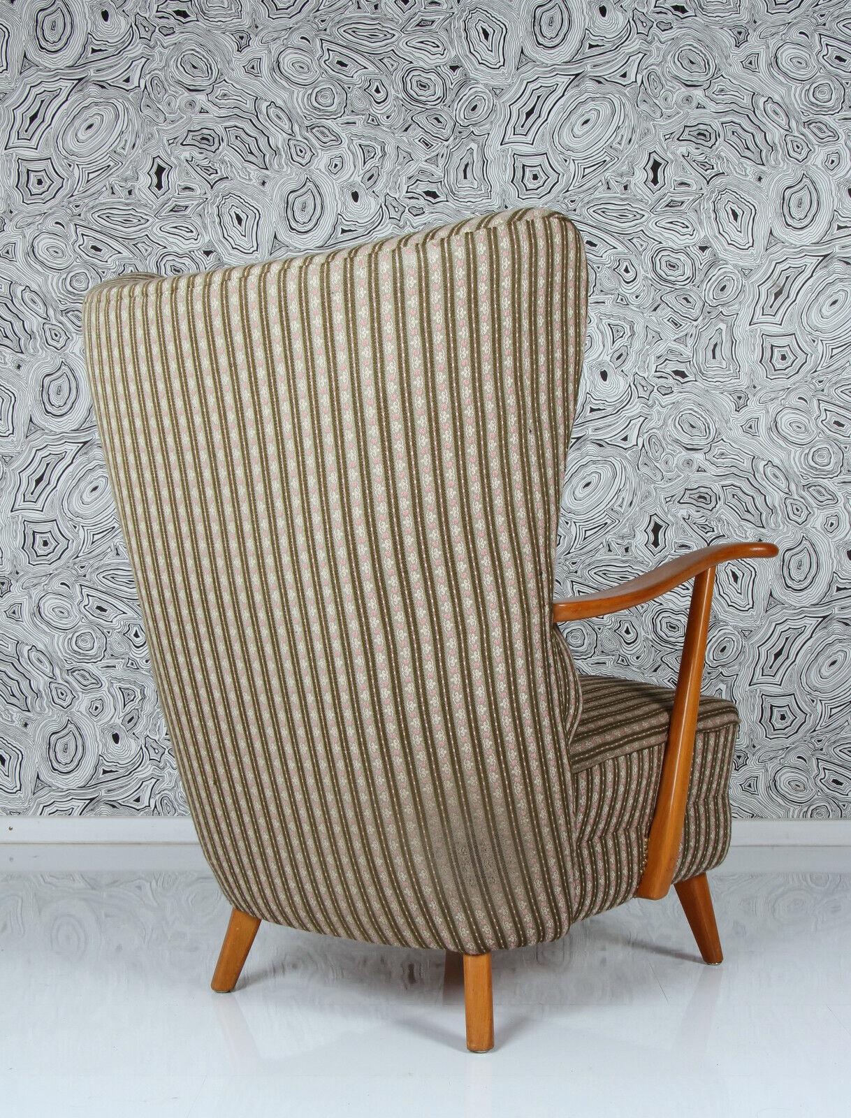1950s wing back arm chair & ottoman extremely comfy solid make beech exc condit For Sale 10