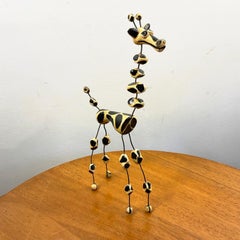 1950er Giraffe aus Draht und Ton von Raphaël Giarrusso für Accolay Studio Pottery