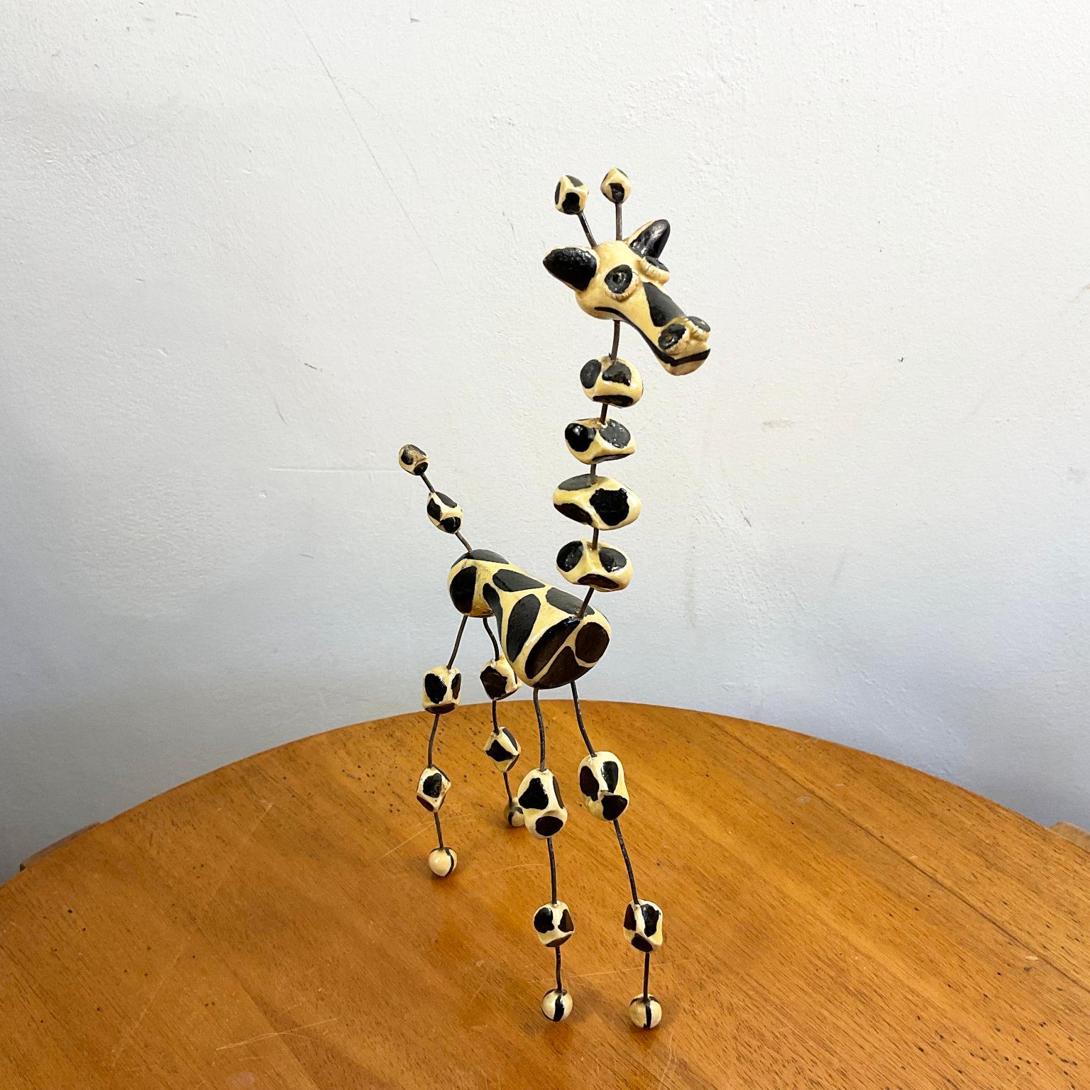 Mid-Century Modern 1950s Wire and Clay Giraffe by Raphaël Giarrusso for Accolay Studio Pottery