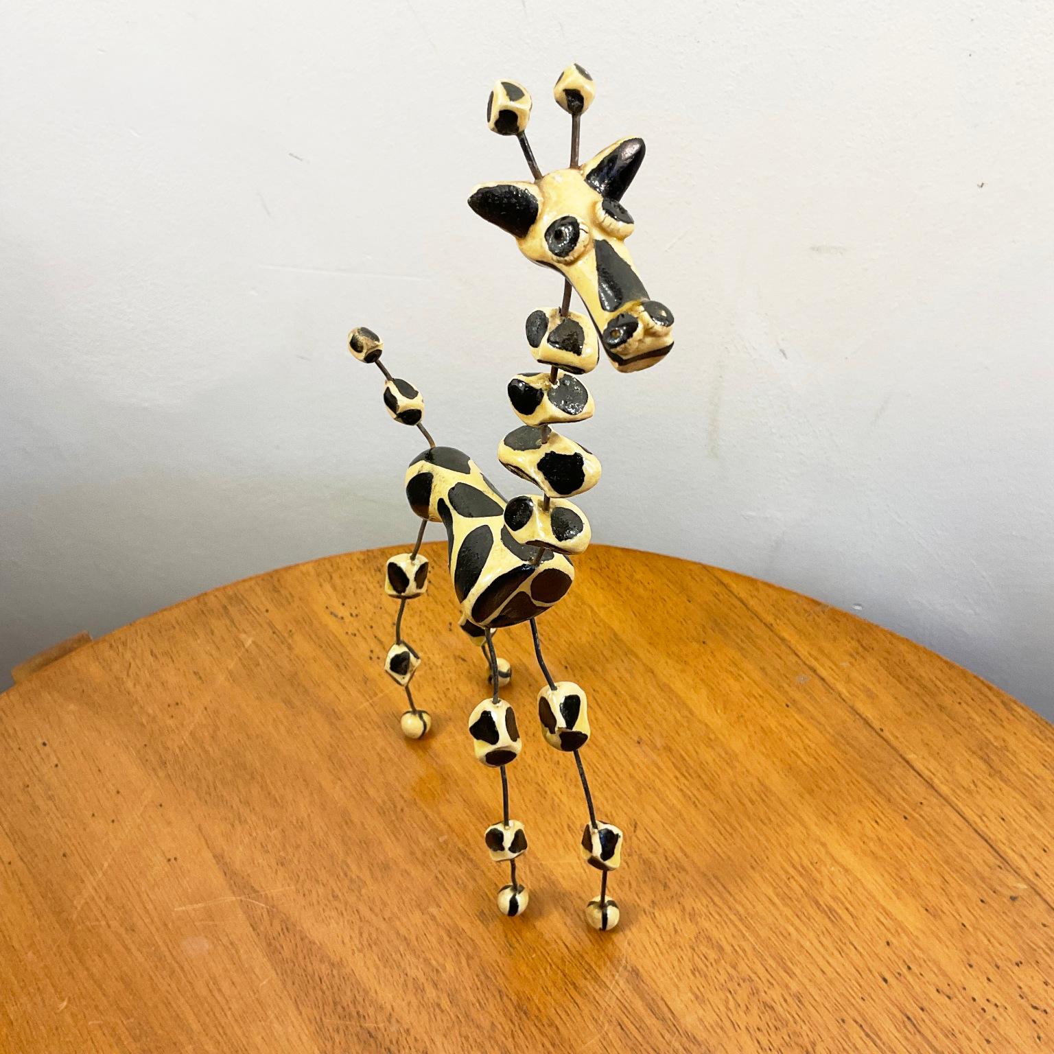 French 1950s Wire and Clay Giraffe by Raphaël Giarrusso for Accolay Studio Pottery