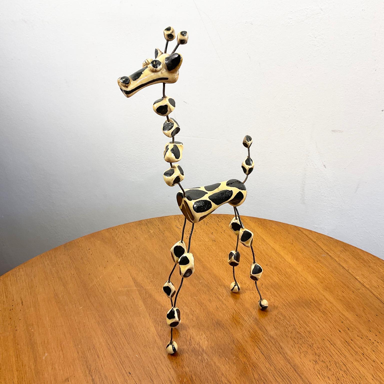 Hand-Crafted 1950s Wire and Clay Giraffe by Raphaël Giarrusso for Accolay Studio Pottery
