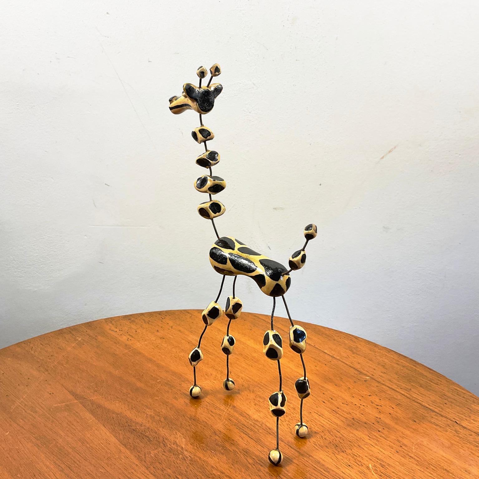 1950s Wire and Clay Giraffe by Raphaël Giarrusso for Accolay Studio Pottery In Good Condition In London, GB