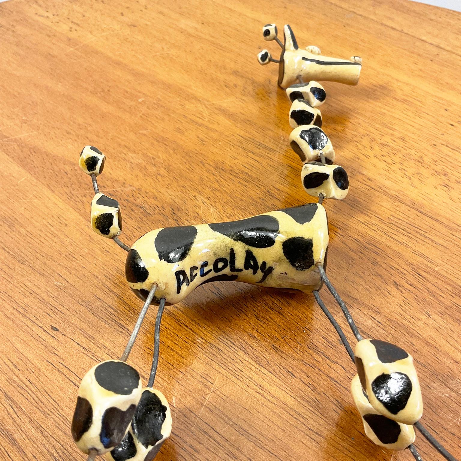 1950s Wire and Clay Giraffe by Raphaël Giarrusso for Accolay Studio Pottery 1