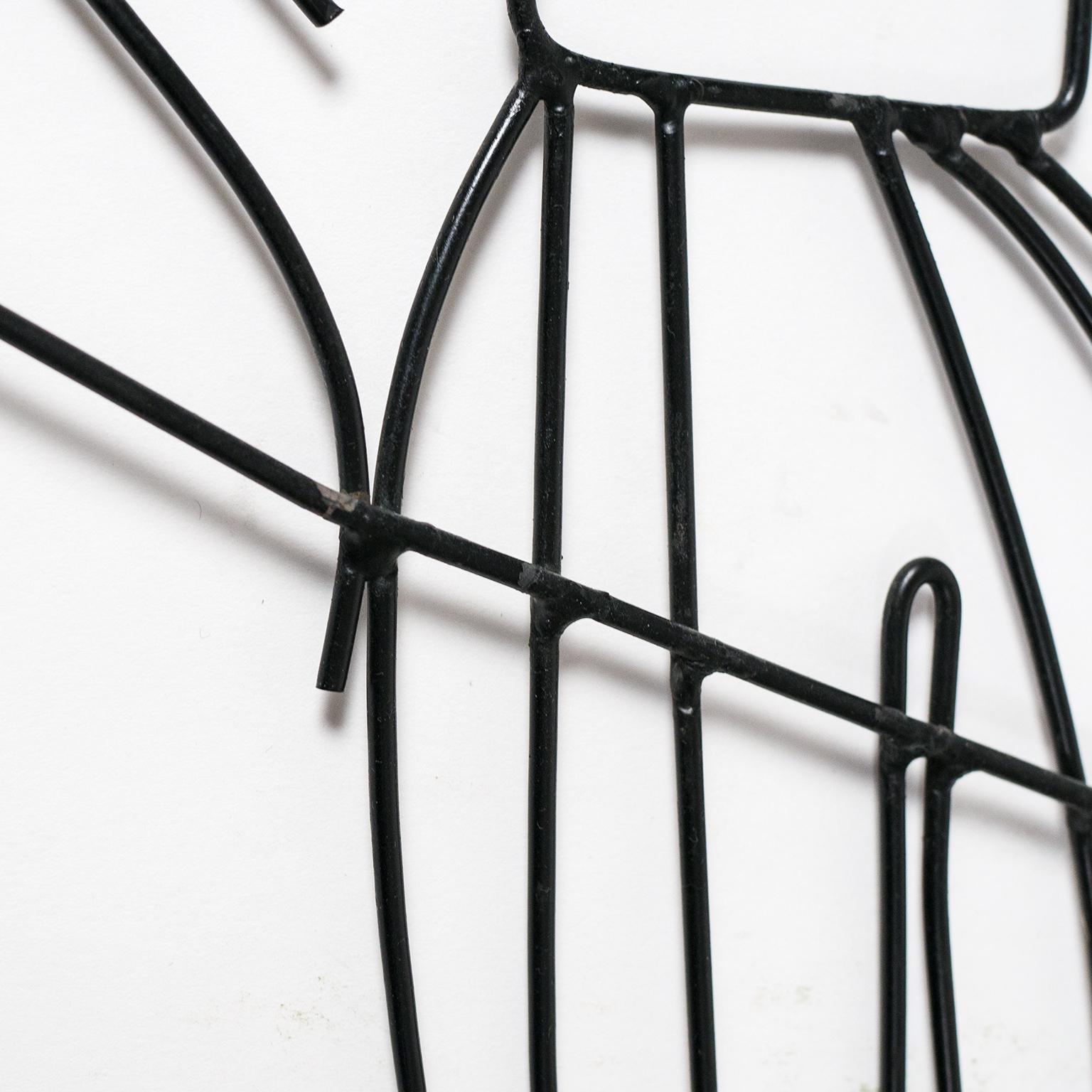 Lacquered 1950s Wire Wall Sculpture, 