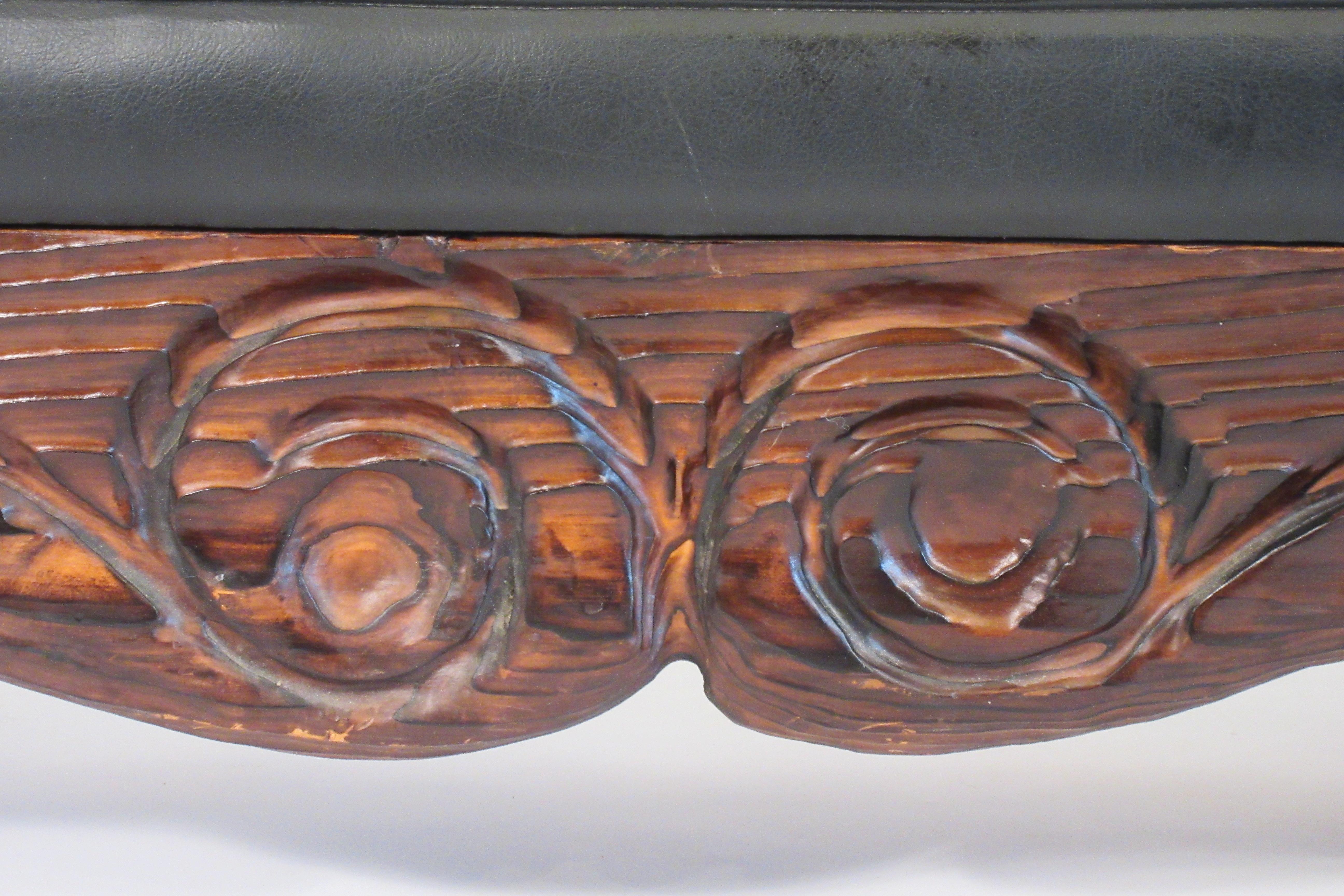 Mid-20th Century 1950s Witco Carved Wood Bench