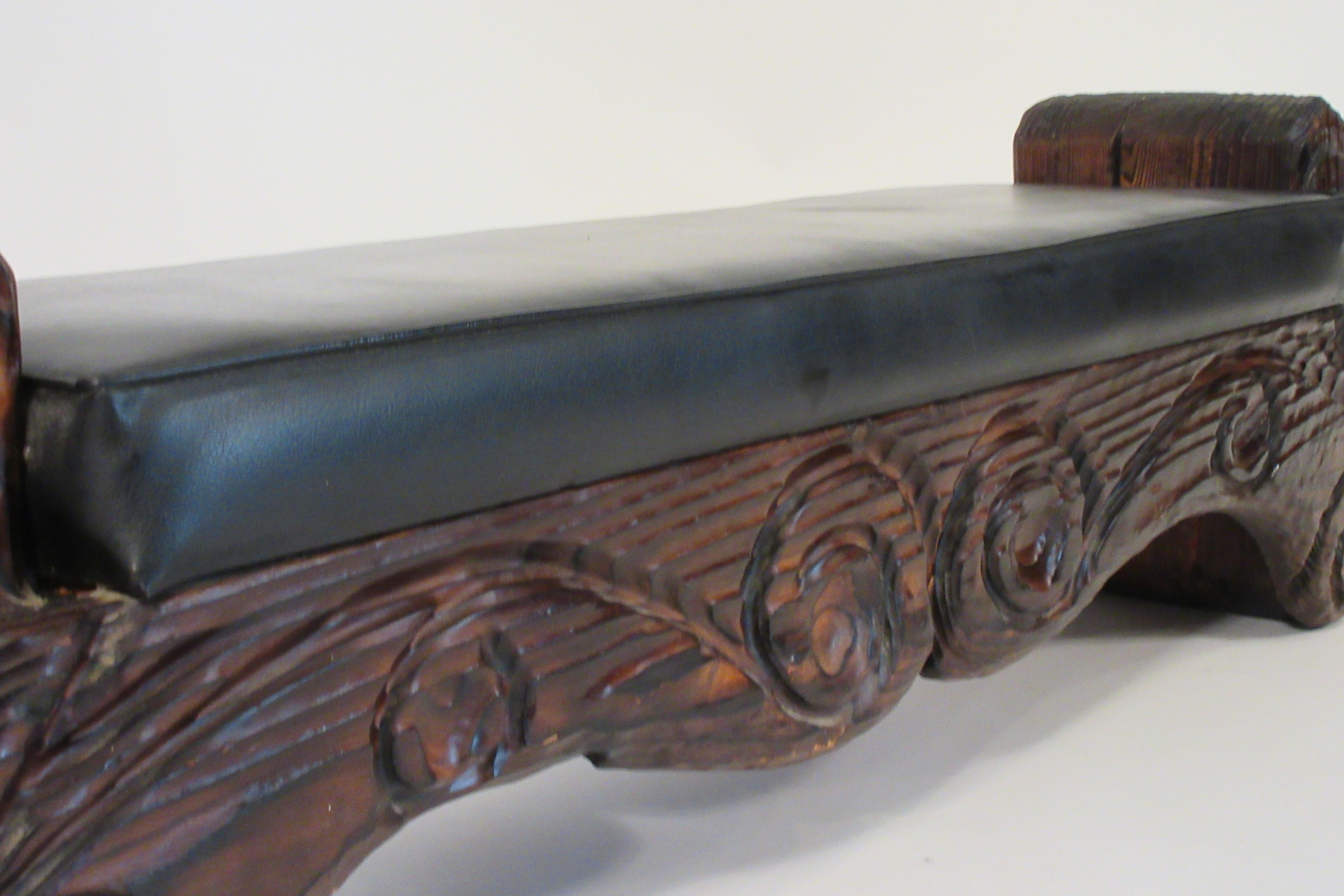1950s Witco Carved Wood Bench 2