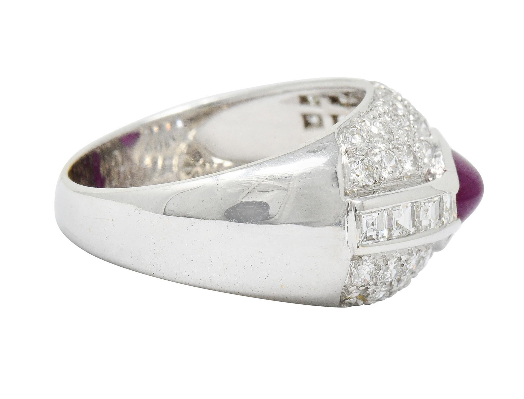 Retro 1950's W.J. Harbor Co. 2.50 Carats Ruby Diamond 18 Karat White Gold Unisex Band