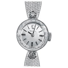 Vintage 1950s Womens Rolex Diamond and 14K White Gold Wristwatch