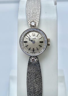 1950s Womens Rolex Diamond and 14K White Gold Wristwatch