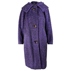 1950s Womens Vintage Purple Winter Fuzzy Wool Cocoon Coat