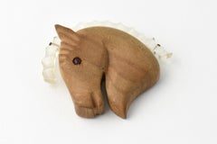 1950s Wood and Lucite Horse Head Brooch