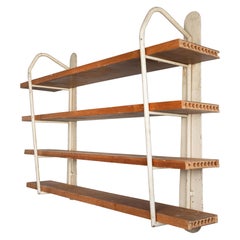 1950's wood and metal modernist shelves