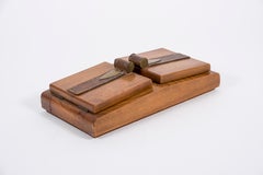 1950's Wood and Stitched Leather Box by Jacques Adnet