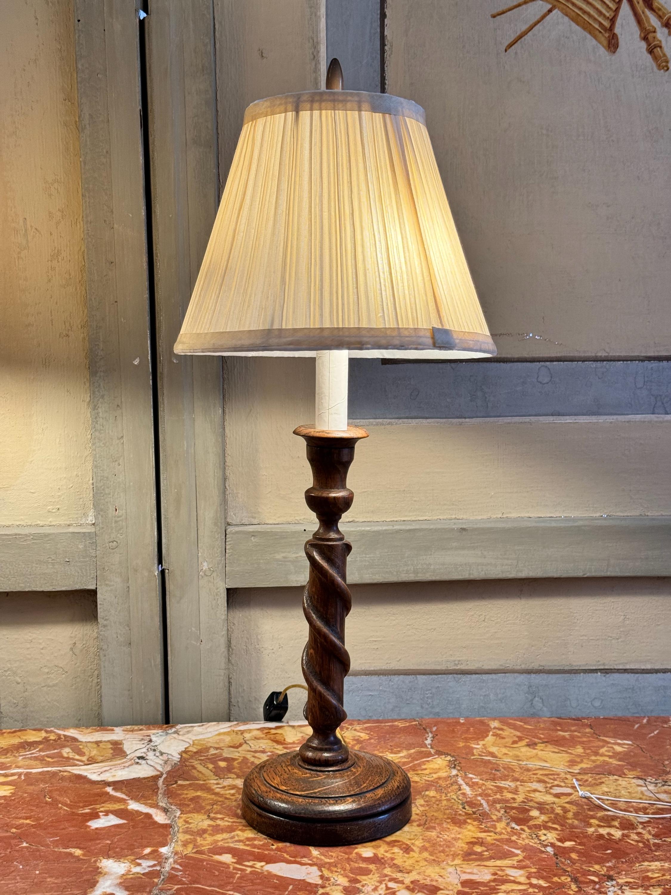 1950s Wood Barley Twist Lamps In Good Condition In Charlottesville, VA