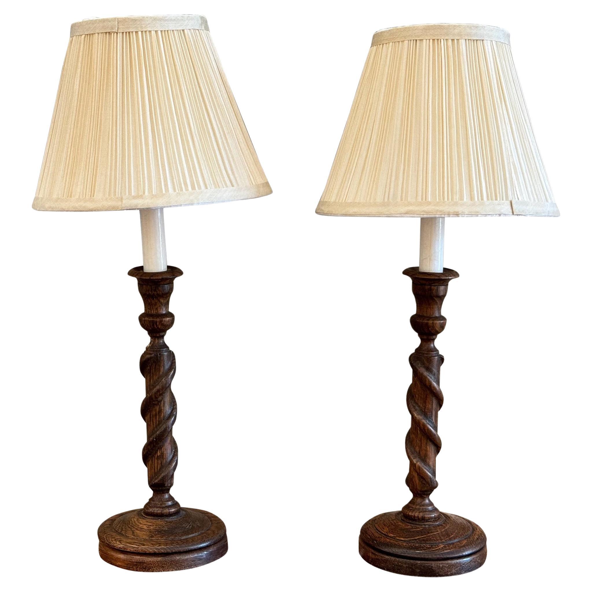 1950s Wood Barley Twist Lamps For Sale