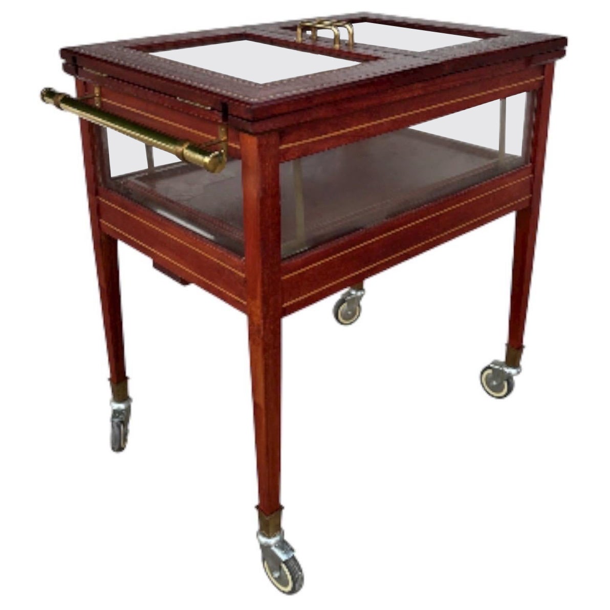 1950s Wood 
Brass Display Bar Cart