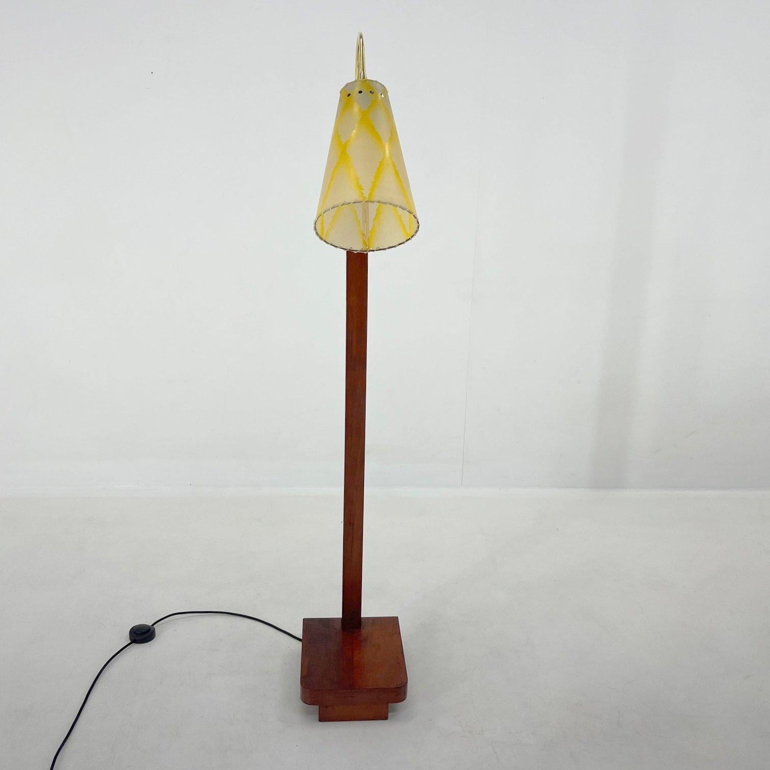 1950's Wood & Brass Floor Lamp, Germany In Good Condition For Sale In Praha, CZ