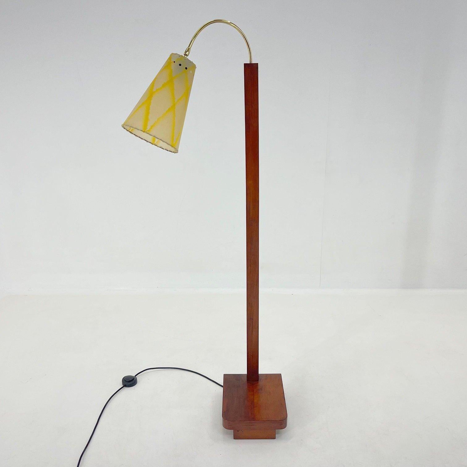 Mid-20th Century 1950's Wood & Brass Floor Lamp, Germany For Sale