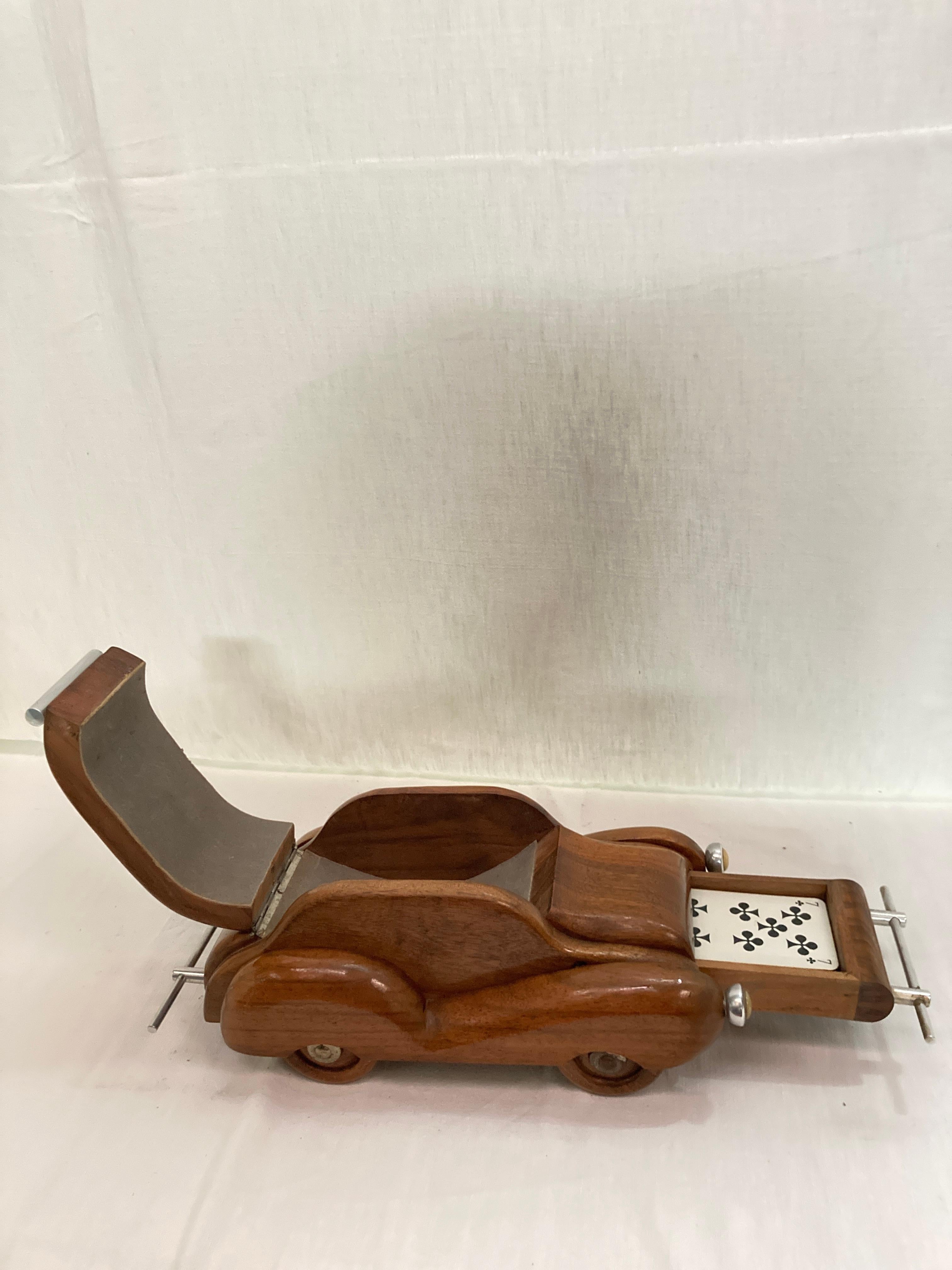 Walnut 1950's wood Car boxe  For Sale