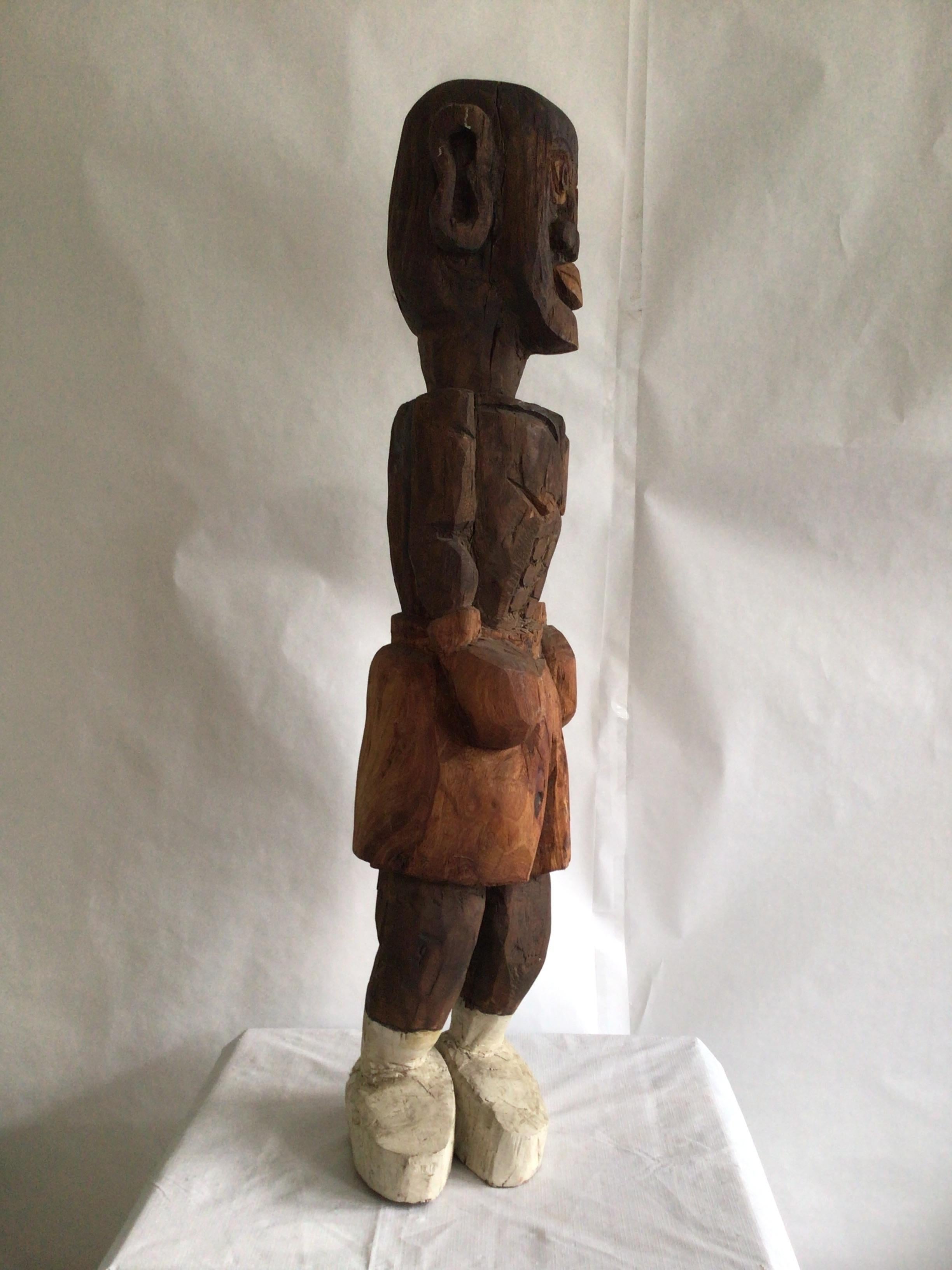 1950s Wood Carving Of Boxer In Good Condition For Sale In Tarrytown, NY