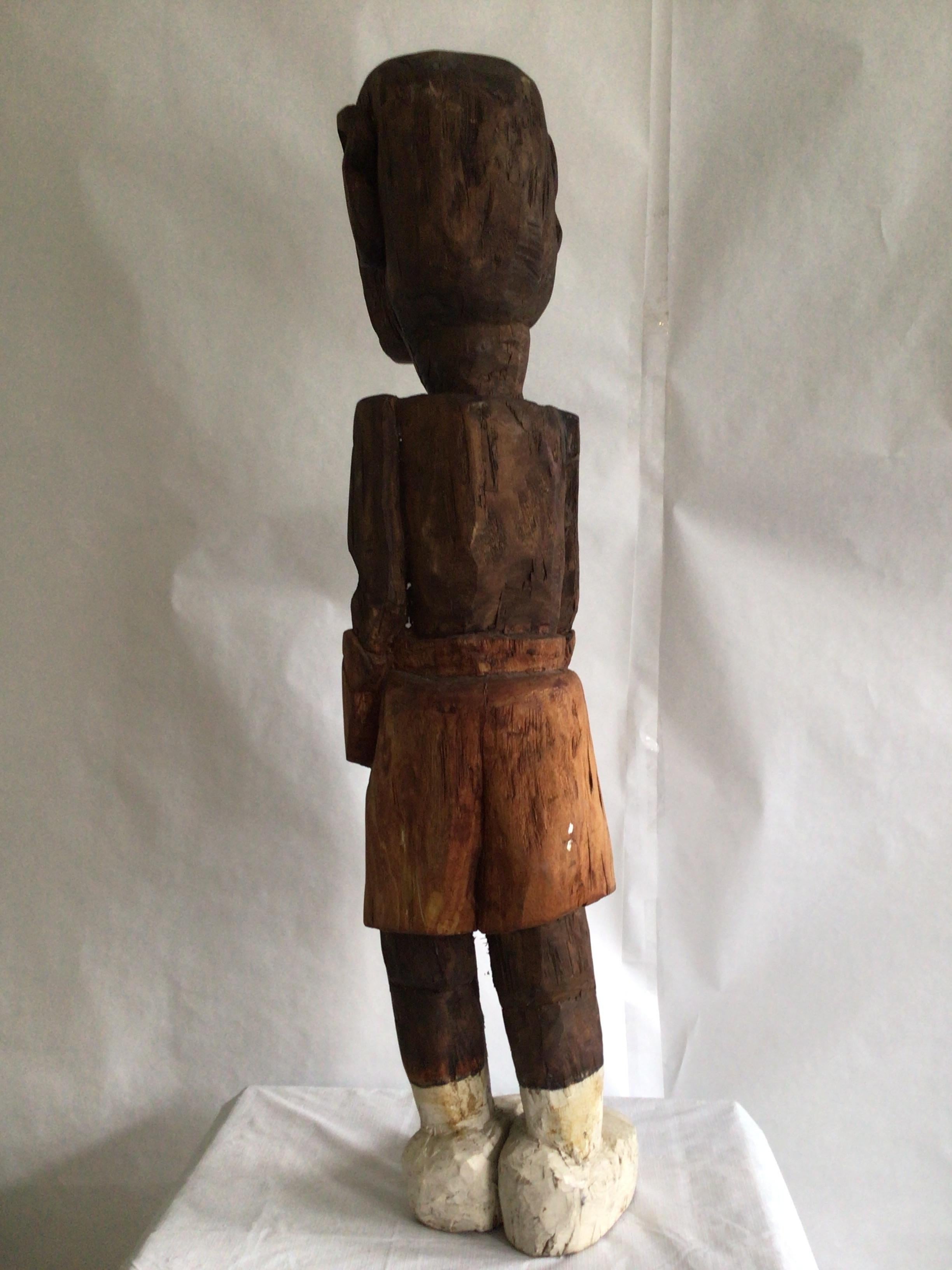 Mid-20th Century 1950s Wood Carving Of Boxer For Sale
