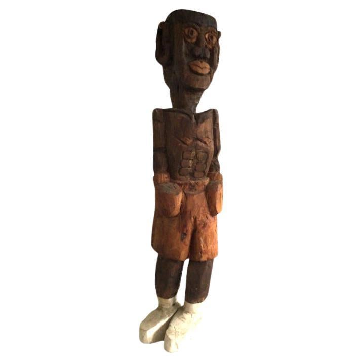 1950s Wood Carving Of Boxer For Sale