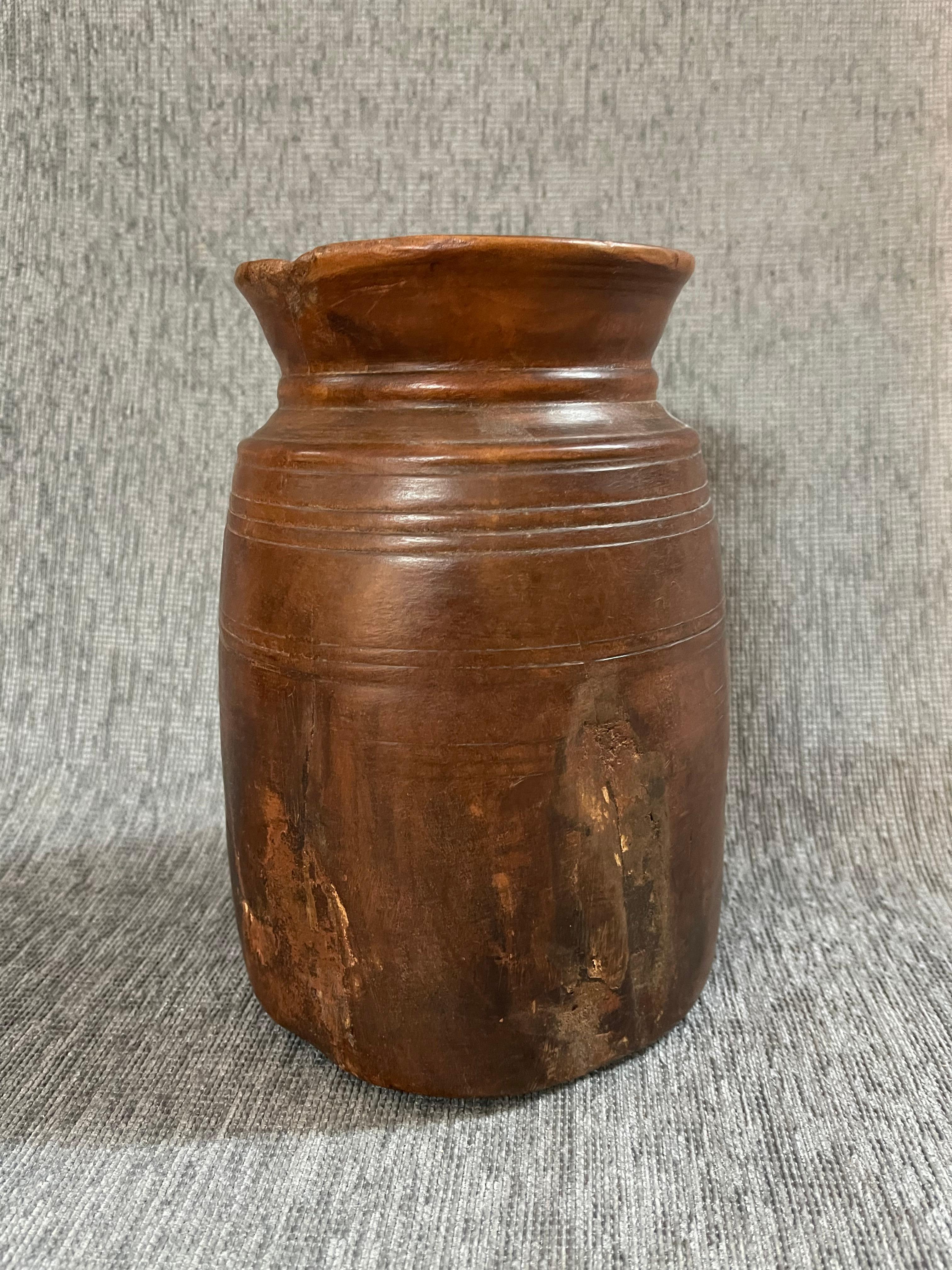 Rustic 1950s  Wood Himachal Pot For Sale