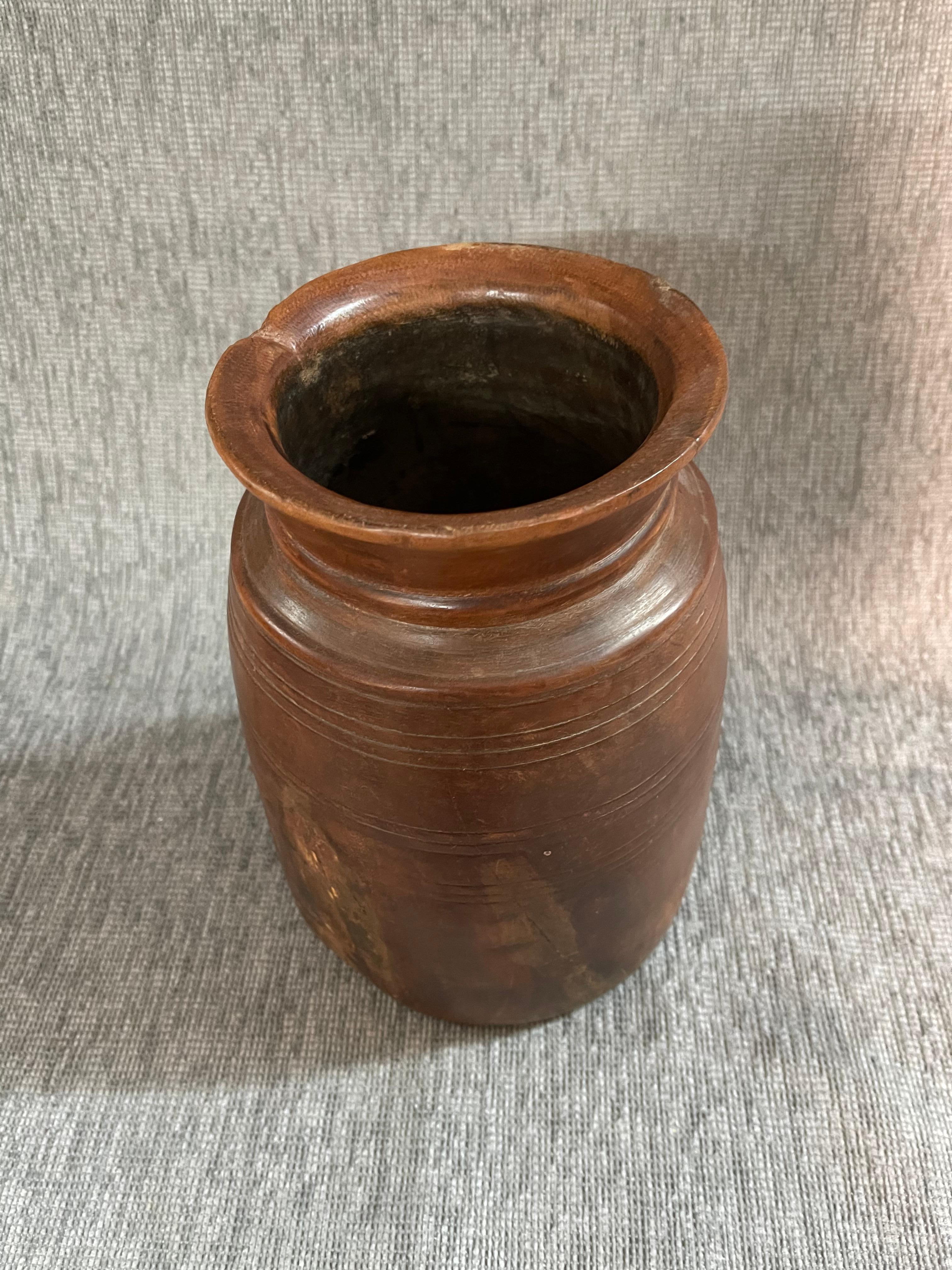 Indian 1950s  Wood Himachal Pot For Sale