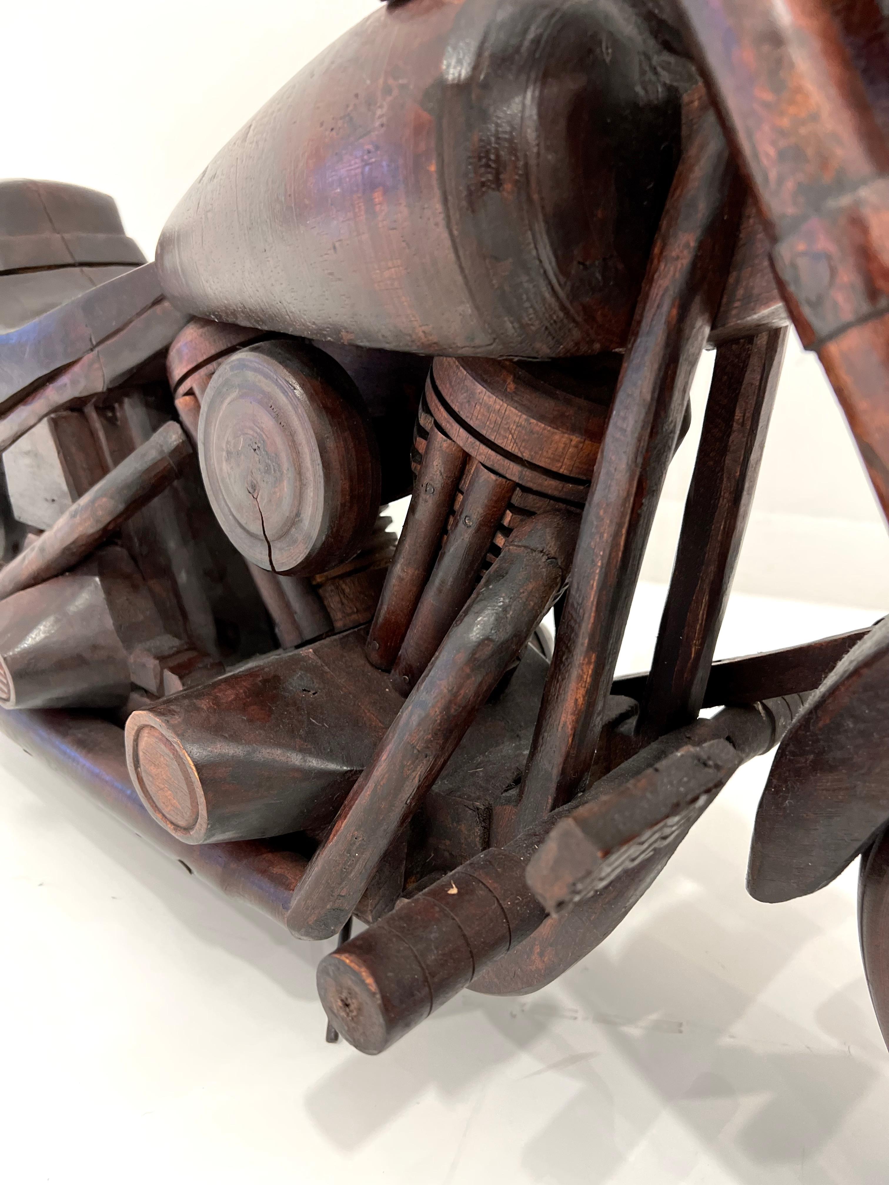 1950's Wood Motorcycle Model In Good Condition For Sale In New York, NY