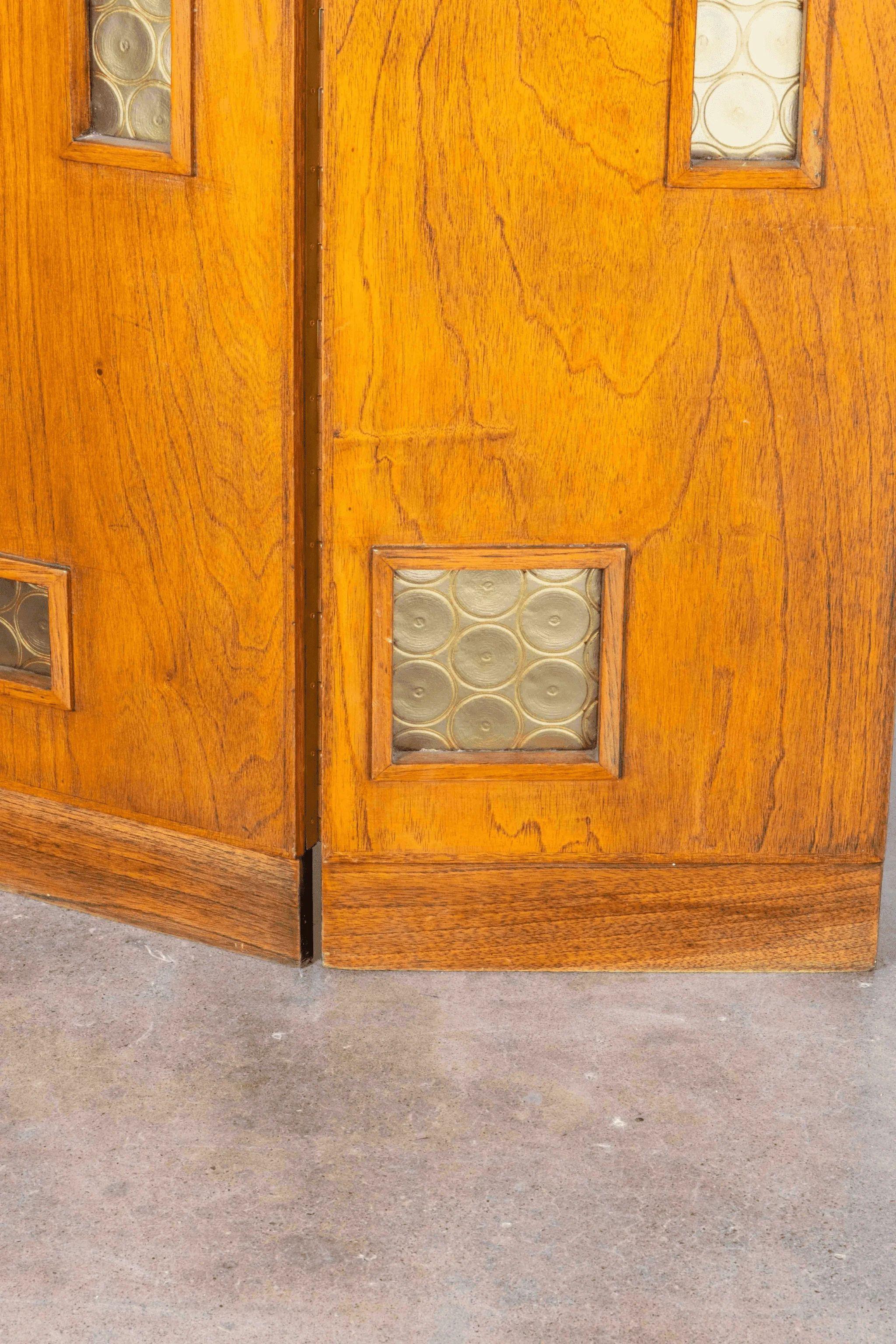 Mid-20th Century 1950s Wood Screen with Glass Inlays For Sale