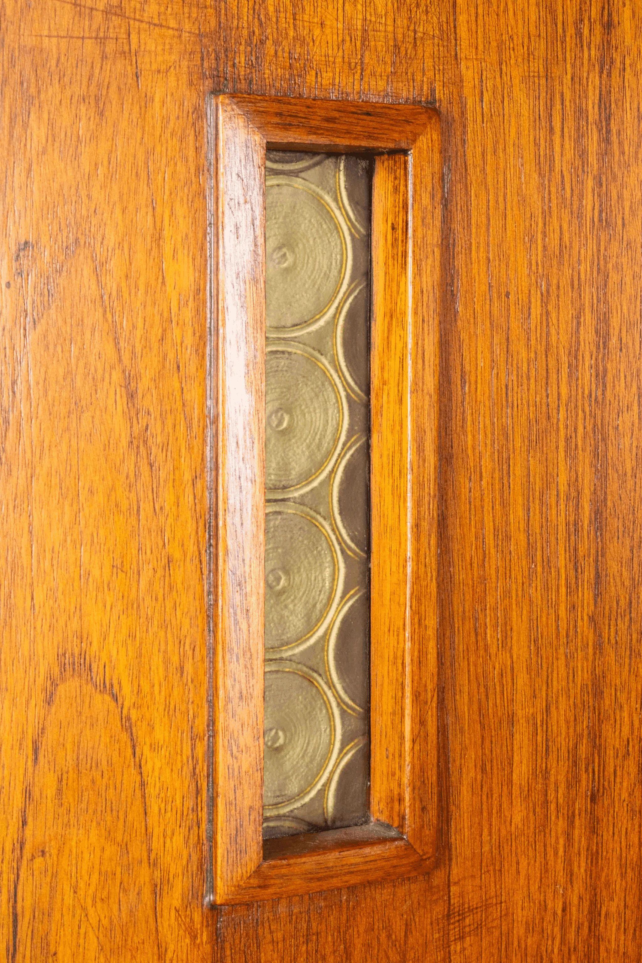 1950s Wood Screen with Glass Inlays For Sale 1