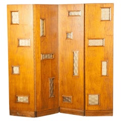 1950s Wood Screen with Glass Inlays