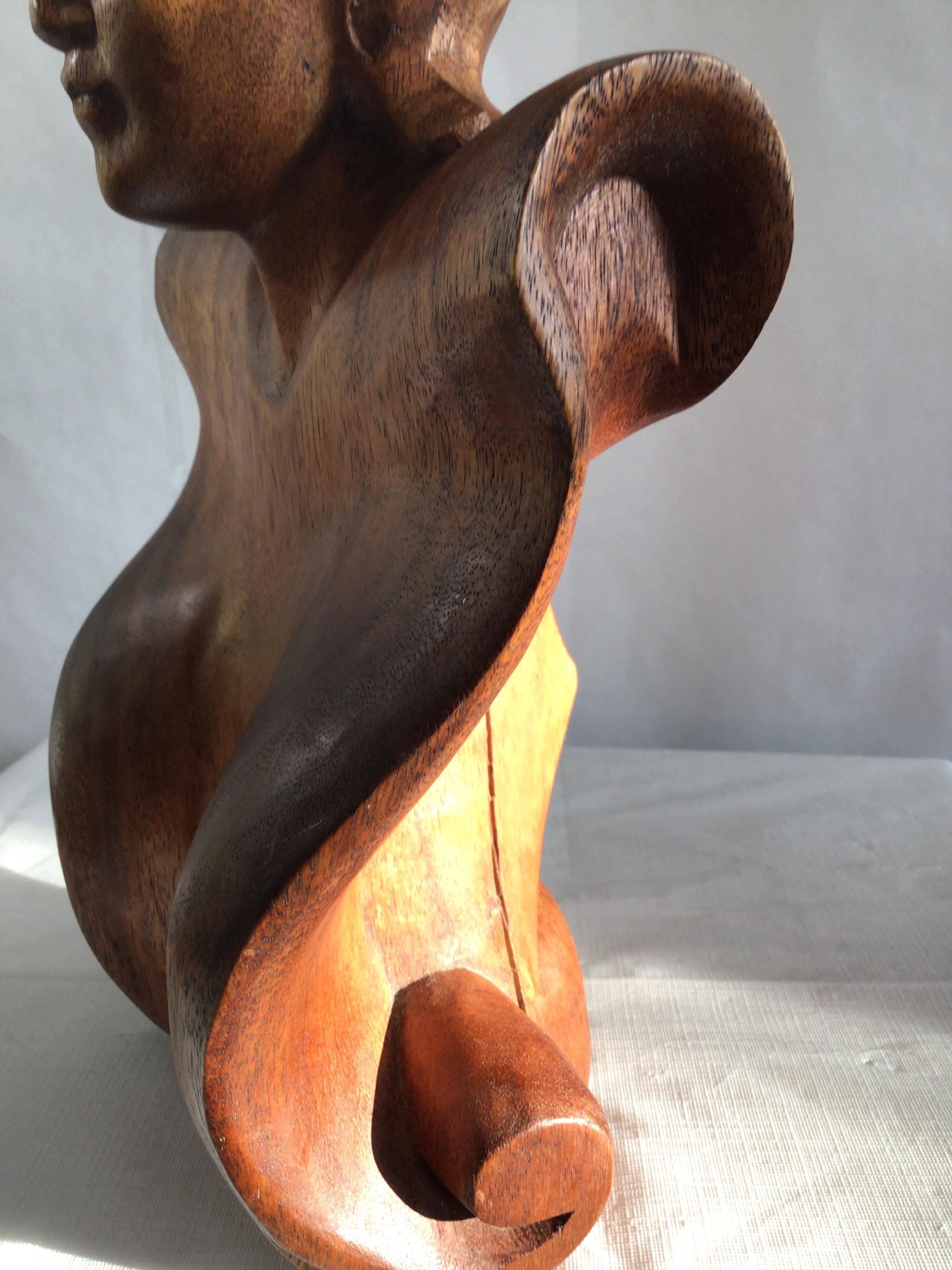 1950s Wood Sculpture of Woman For Sale 4