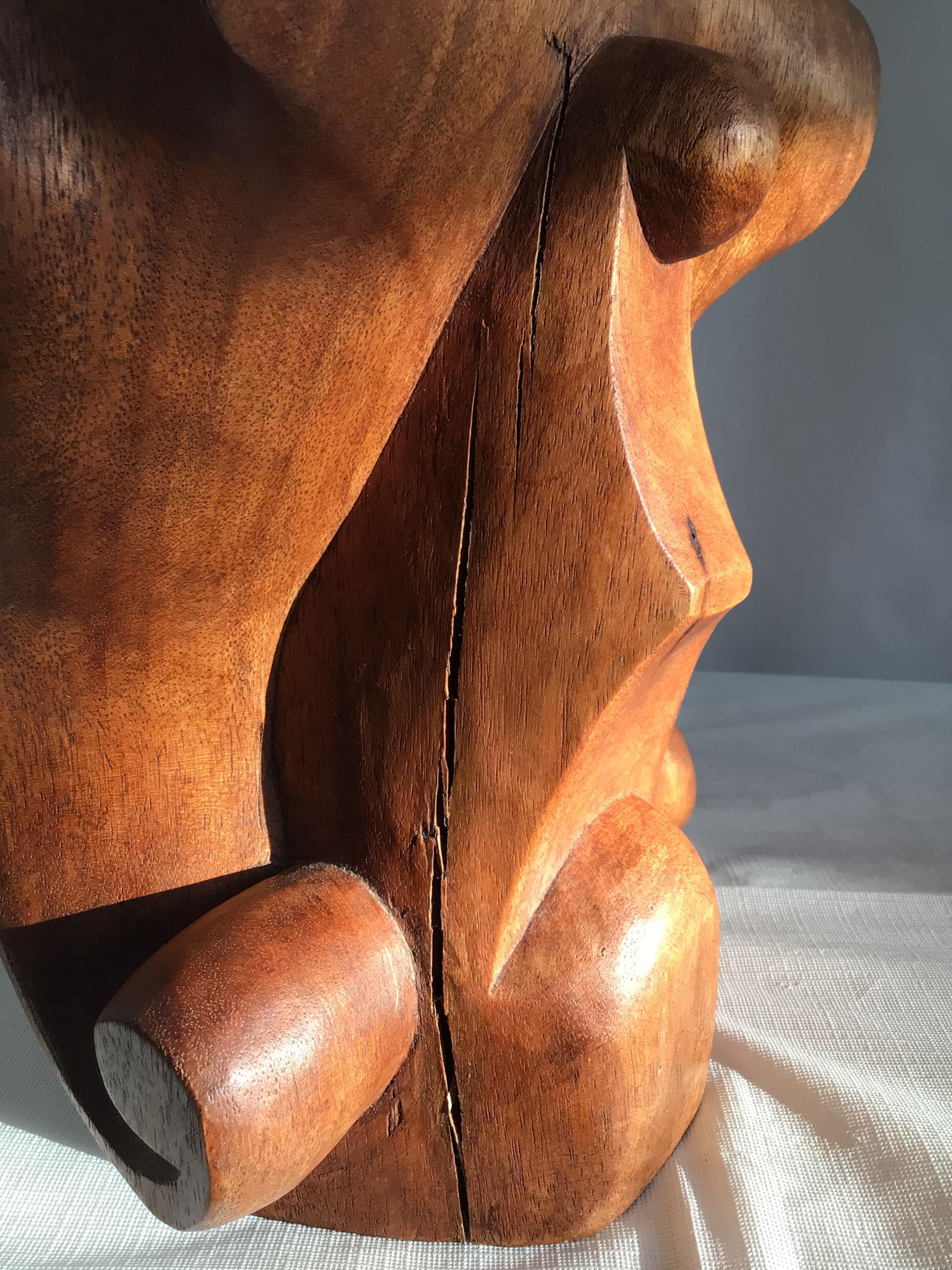 1950s Wood Sculpture of Woman For Sale 7