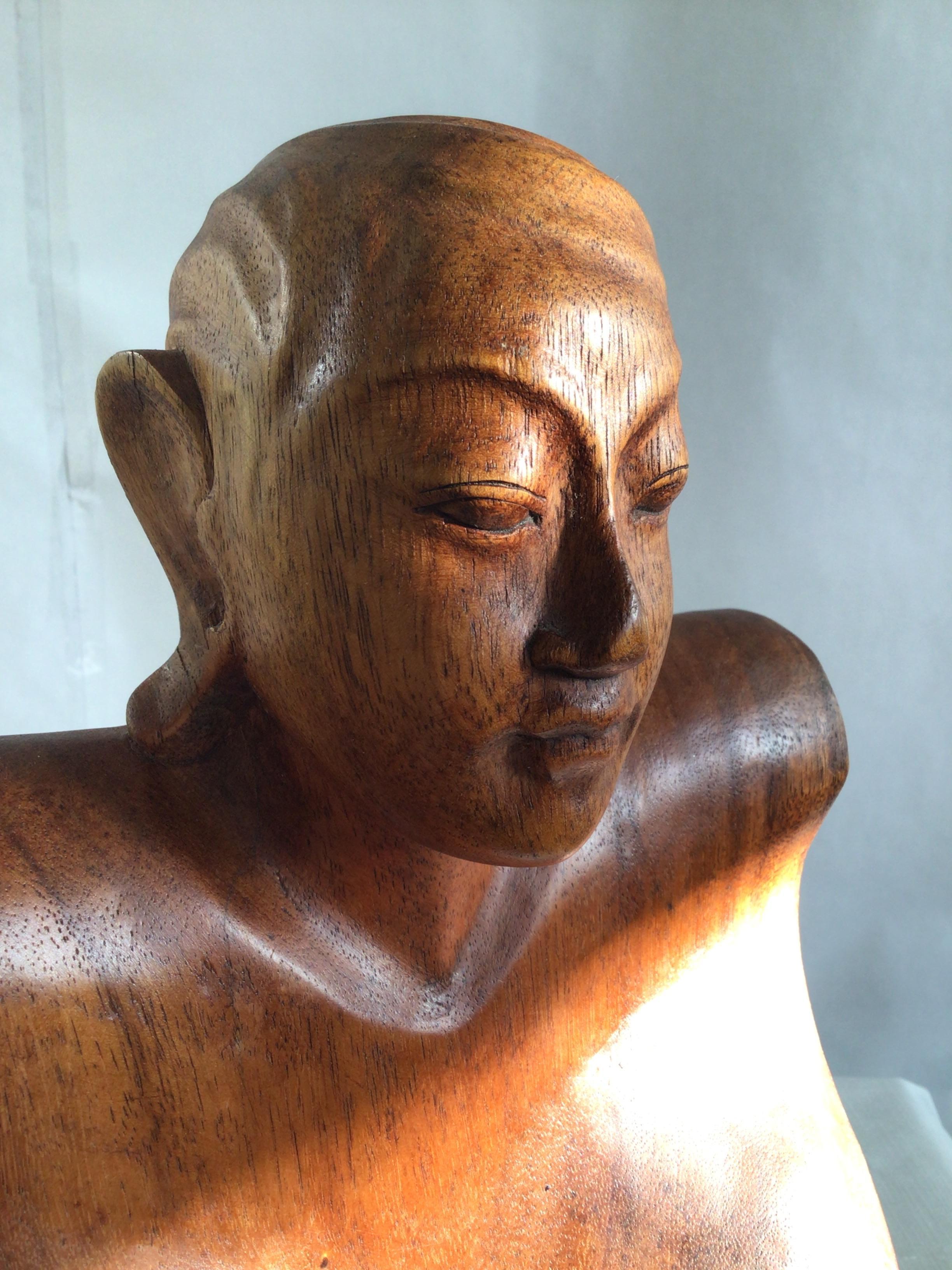 1950s Wood Sculpture of Woman For Sale 1