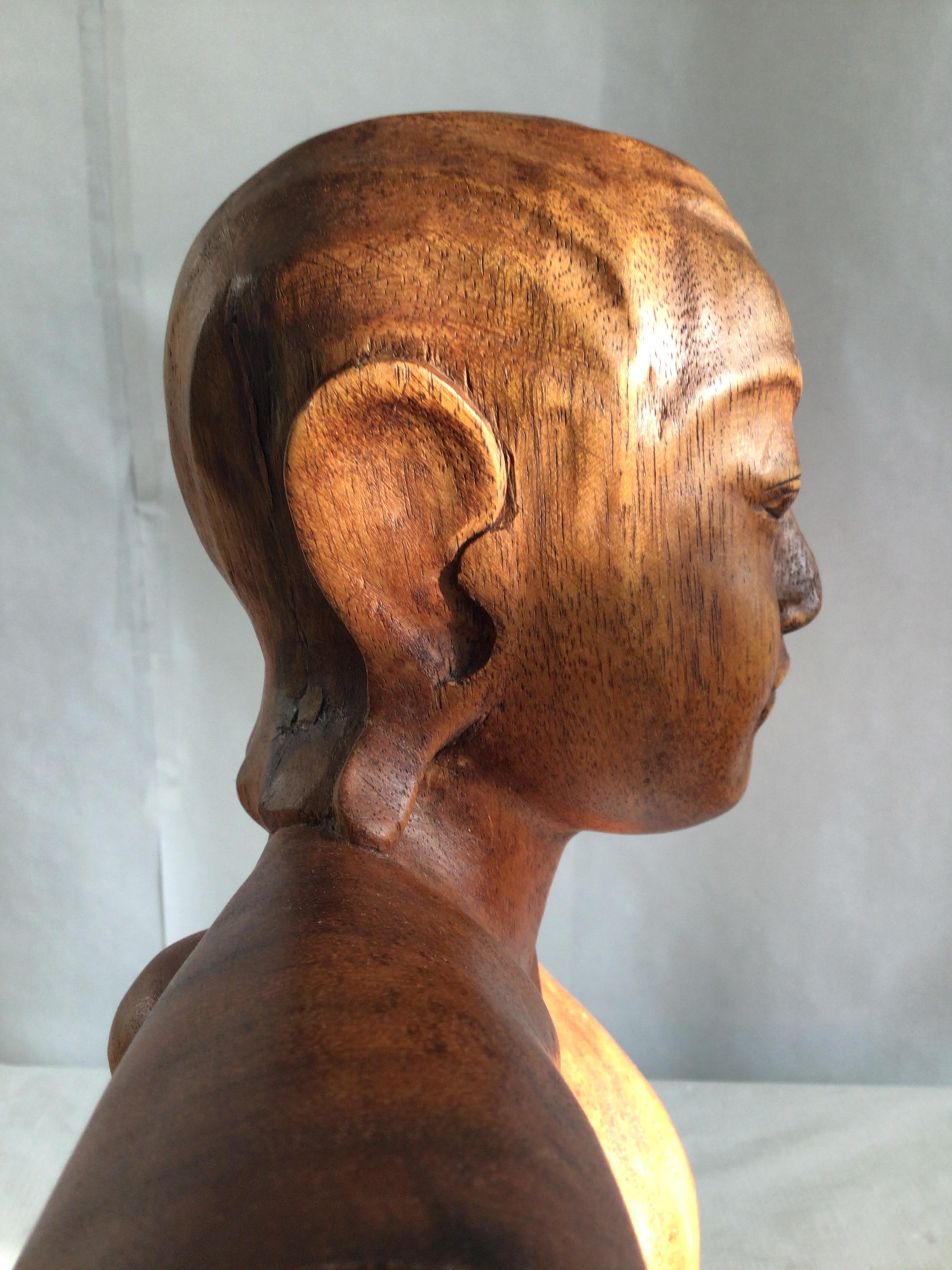 1950s Wood Sculpture of Woman For Sale 2