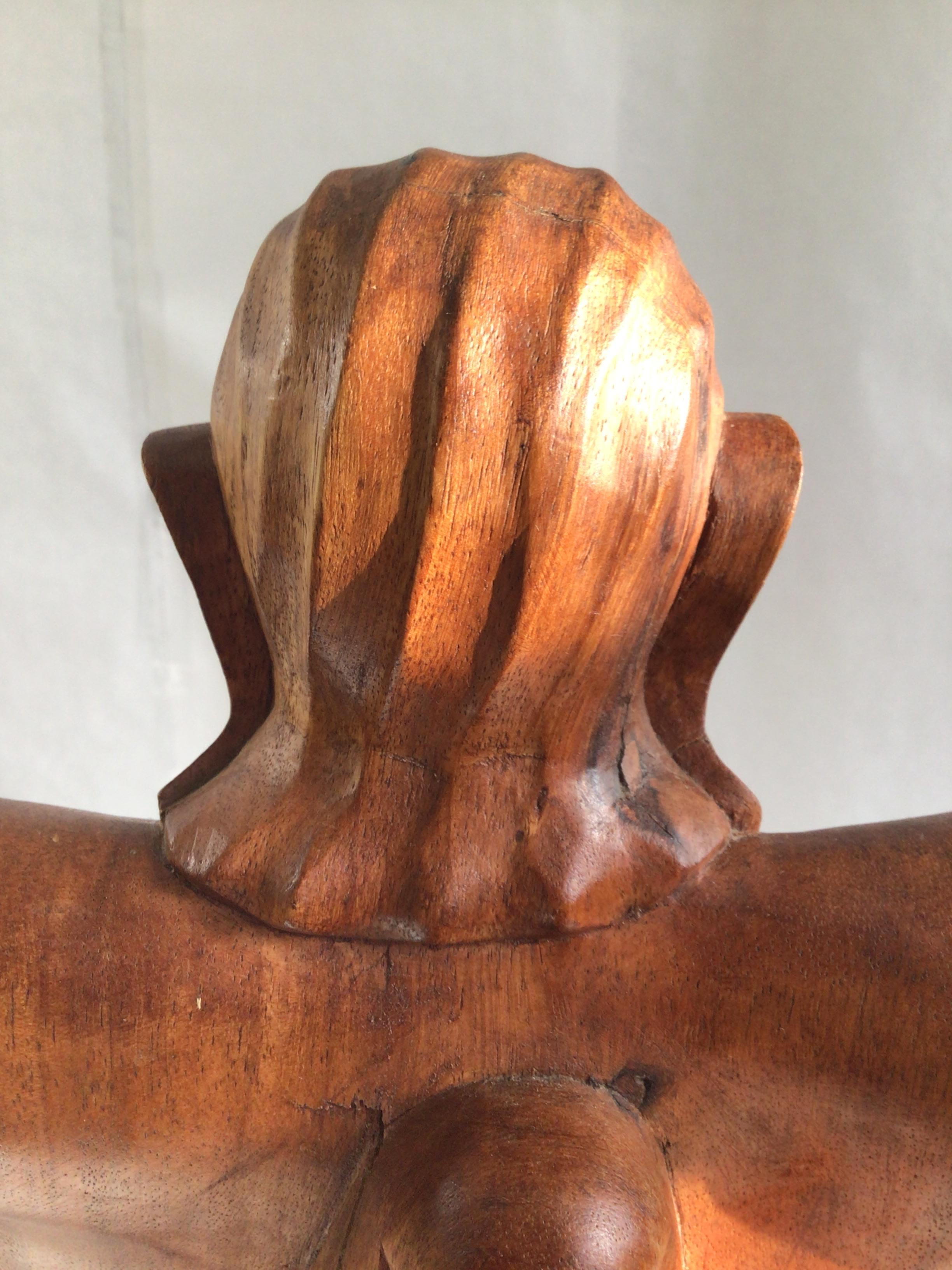 1950s Wood Sculpture of Woman For Sale 3