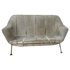 1950s Woodard Sculptura Iron Mesh Settee