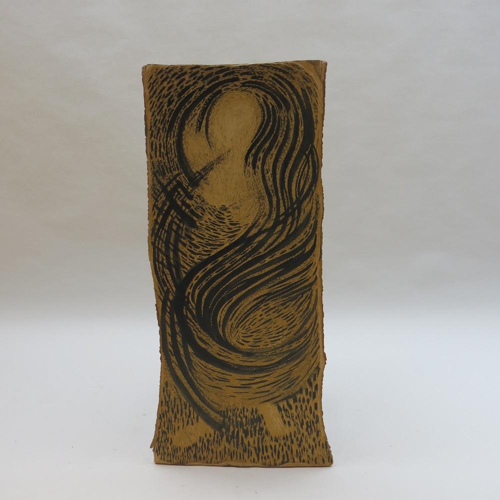 1950s woodcut wooden print block by Pauline Jacobsen. Very nicely detailed, hand carved lime wood then used for printing. Exceptionally well carved. The artist would often use the grain of the lime wood as a feature of the design. Remnants of the