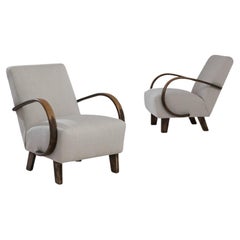 Retro 1950s Wooden Armchairs by J. Halabala, a Pair