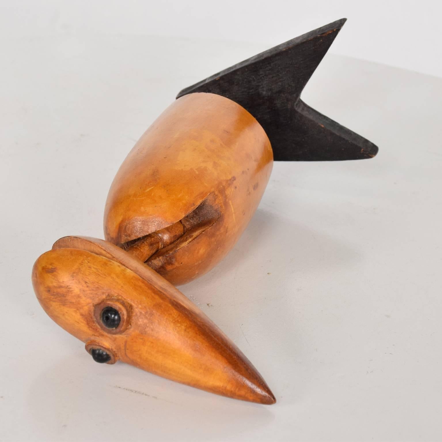 1950s Wooden Bird Figurine Clip, Midcentury 5