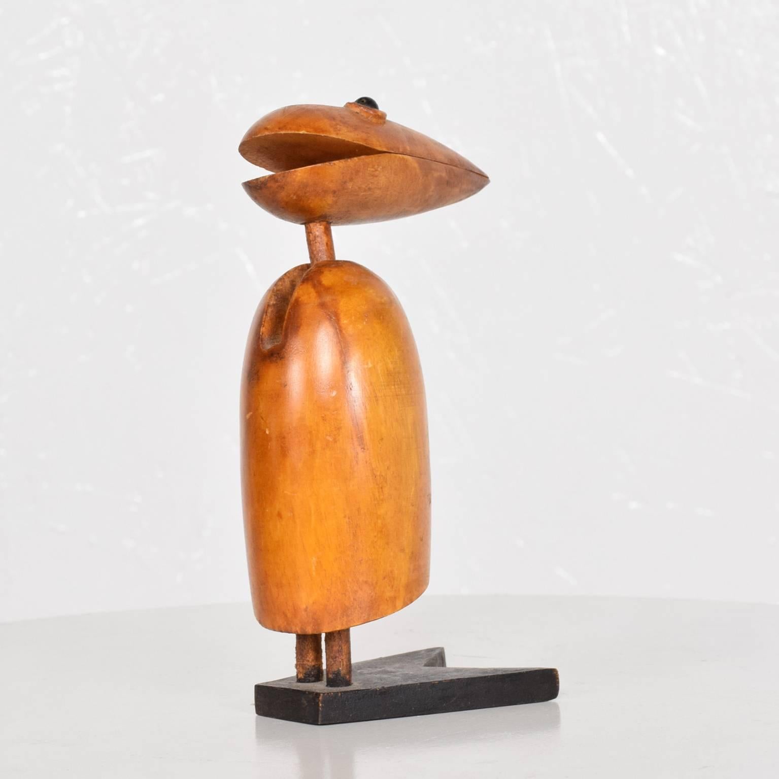 Mid-Century Modern 1950s Wooden Bird Figurine Clip, Midcentury