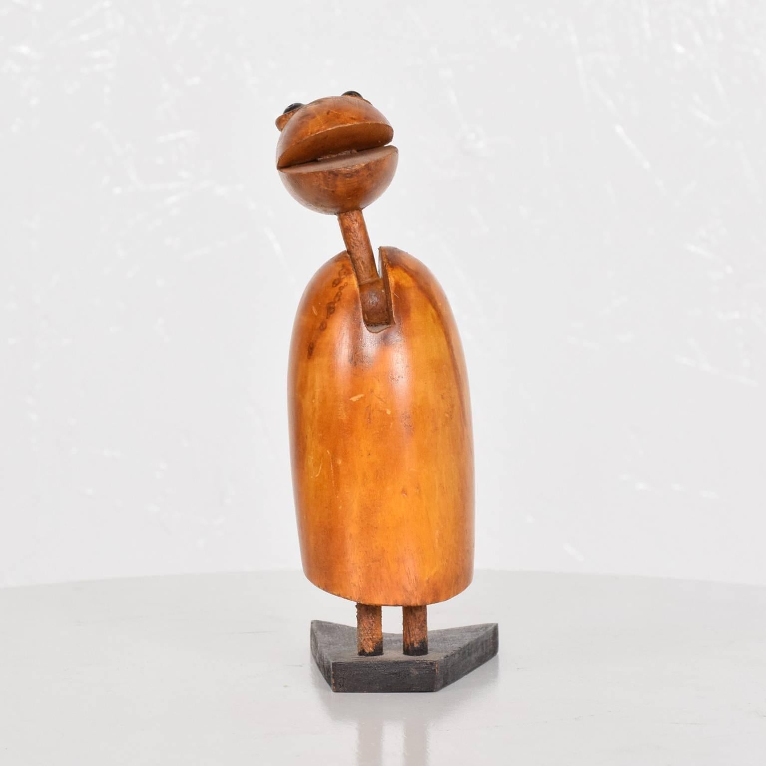 Painted 1950s Wooden Bird Figurine Clip, Midcentury