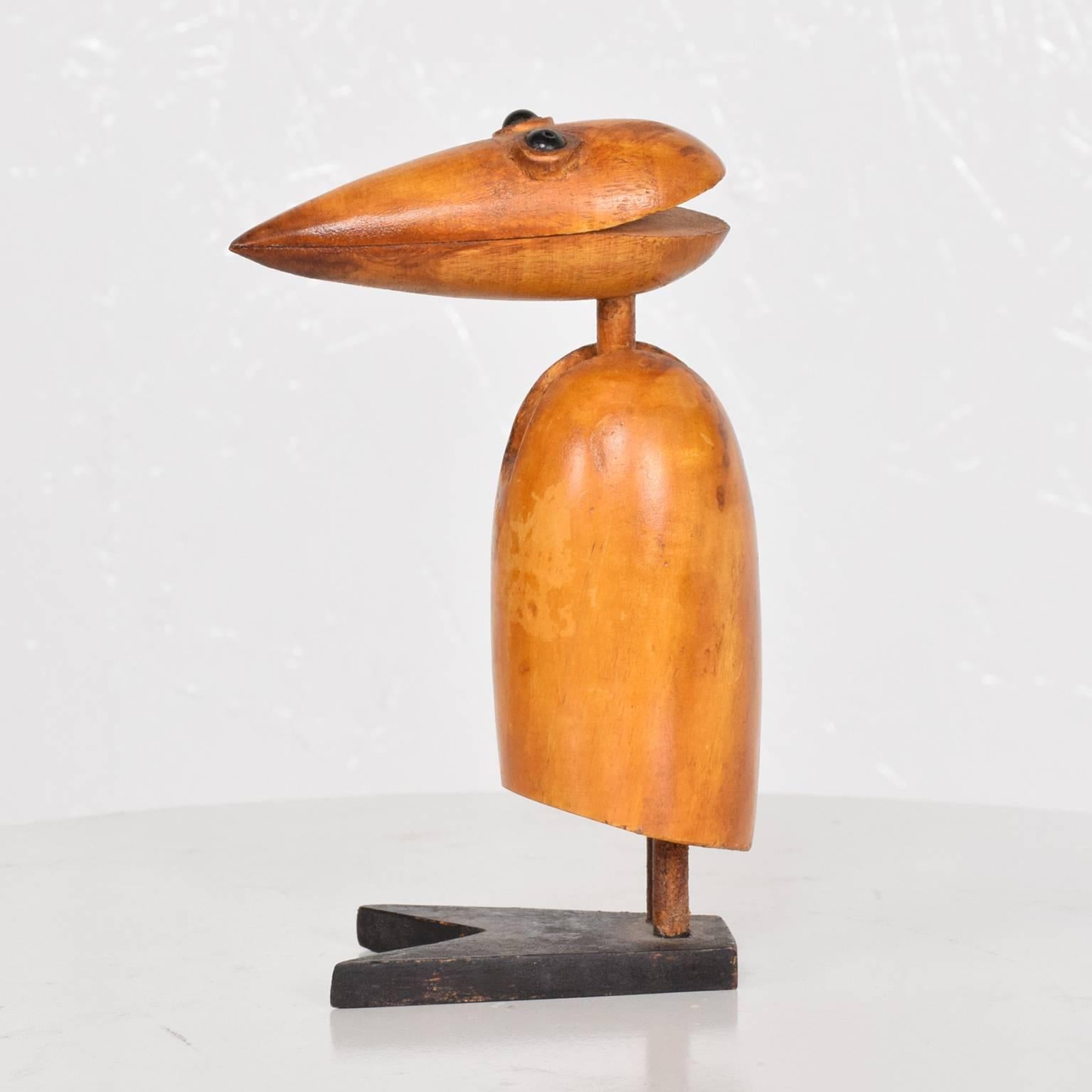 Mid-20th Century 1950s Wooden Bird Figurine Clip, Midcentury